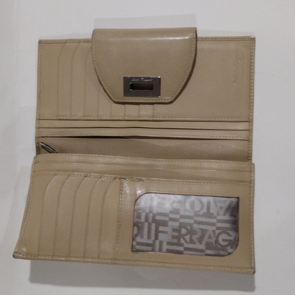 Salvatore Ferragamo Beige Leather Long Wallet Women – Luxury Designer Gancini - Picture 11 of 16